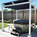 PURPLE LEAF 10' x 10' Outdoor Aluminum Pergola White Heavy-Duty Retractable Patio Metal Pergola with Double Sun Shade Canopy for Backyard Gardens Deck, Navy Blue