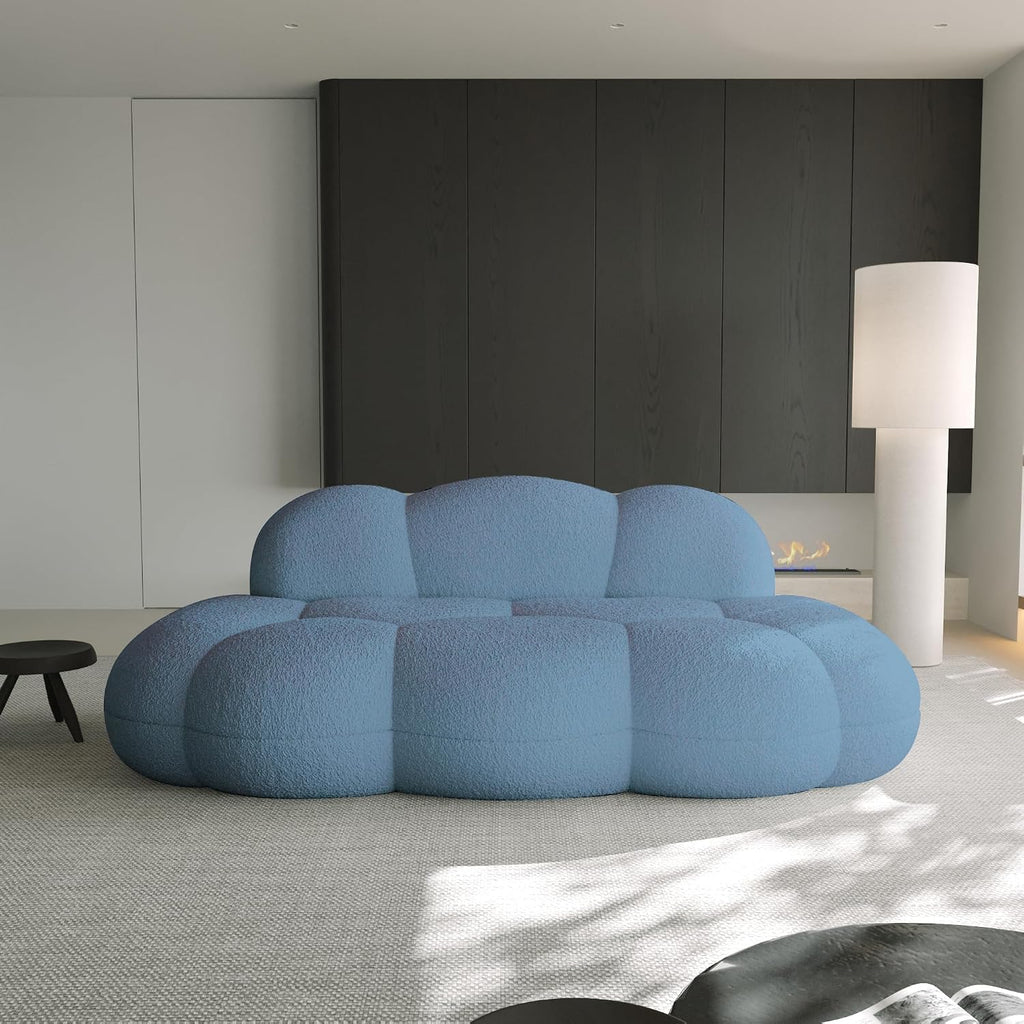 JACH Cloud Shaped Couches for Living Room, Modern Comfy Upholstered Sofa, Cloud Shaped Leisure Sofa, Upholstered Couch for Bedroom, Apartment, Small Space (Blue, No Assembly Required)