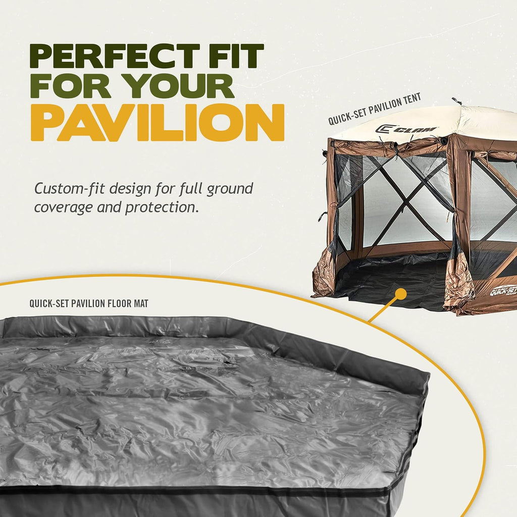 Clam Quick-Set Pavilion Footprint Ground Tarp – 150' x 150' Waterproof Floor Mat for Pavilion Screen Tent – Heavy-Duty Camping Groundsheet for Pop-Up Canopies & Outdoor Use