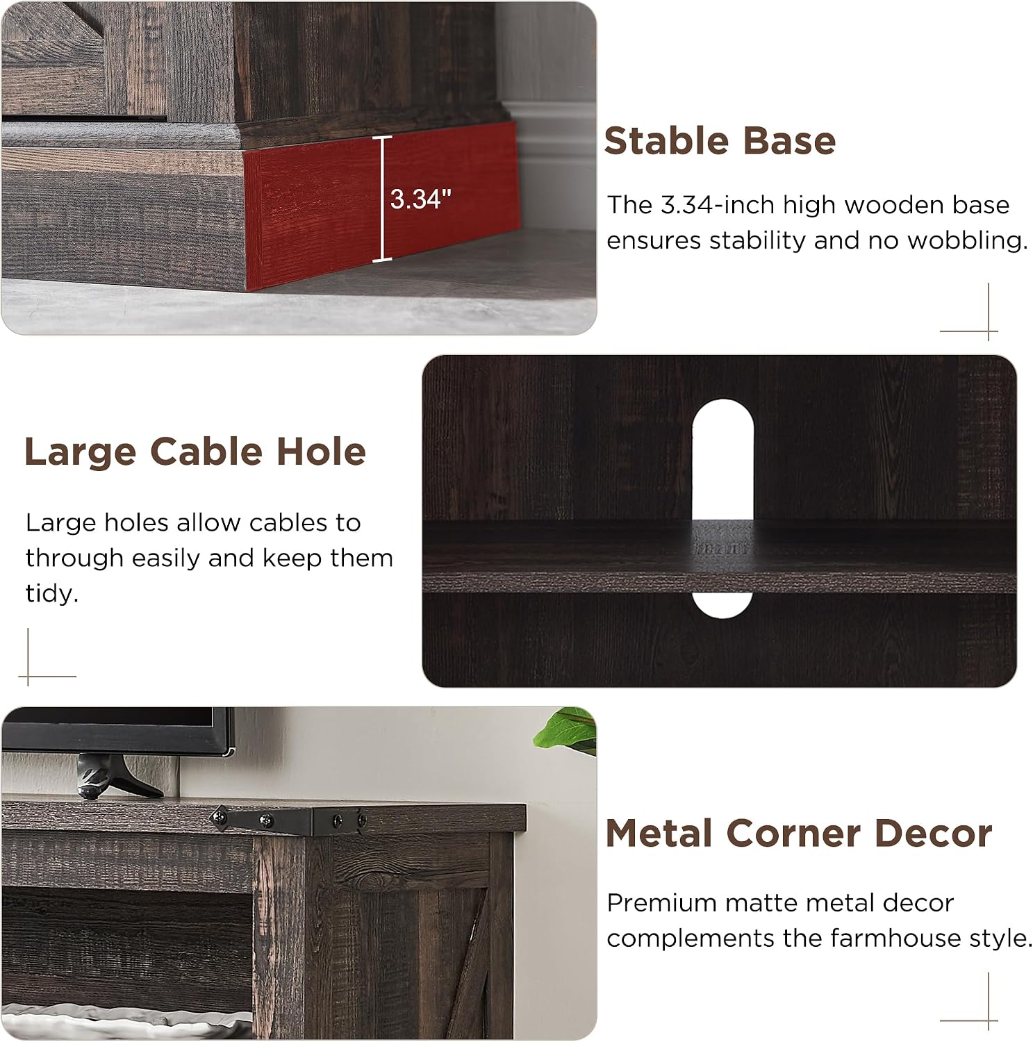 OKD Fireplace TV Stand for 65+ Inch TV, 33' Tall Highboy Farmhouse Entertainment Center w/ 23'' Electric Fireplace, Rustic Media Console w/Sliding Barn Door for Living Room, Dark Rustic Oak