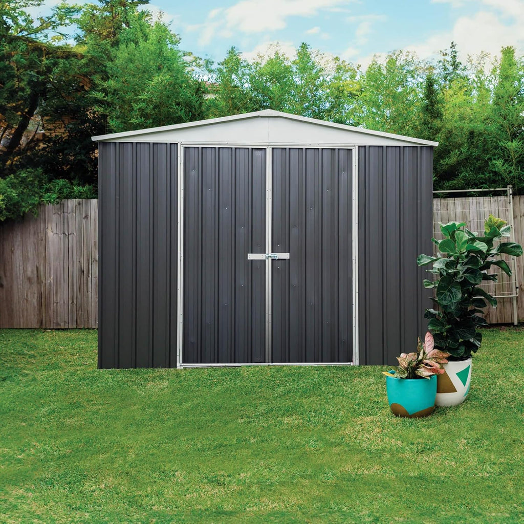 Absco Regent 10 Ft. x 12 Ft. Metal Storage Shed DIY Galvanized Steel Sheds for Tools, Bikes, Lawn & Garden Equipment, Outdoor Patio Furniture, Perfect in Backyard, Garden (Woodland Gray)