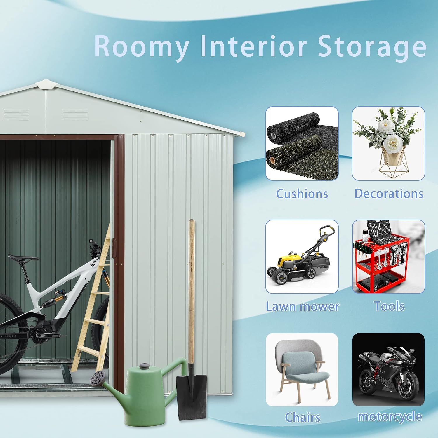 KEIKI 6x5 FT Outdoor Metal Storage Shed with Peaked Roof,Vents and Lockable Door for Garden Yard Lawn