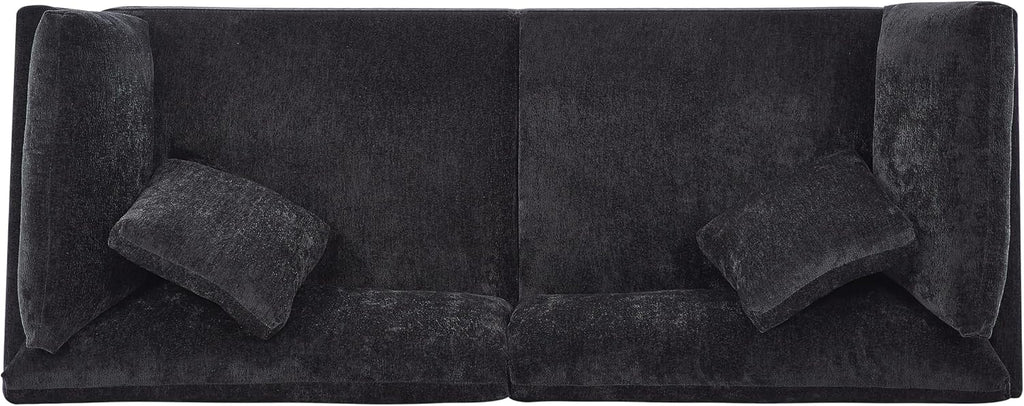 Christopher Knight Home Masie Chenille Upholstered 3 Seater Sofa Couch, Wooden Home Sofa Living Room, Comfy Cloud Couch for Bedroom, Home Office, Black