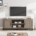 IDEALHOUSE Farmhouse TV Stand for Living Room, Entertainment Center with 2-Tier Adjustable Shelves & Metal Leg, Wooden TV & Media Console Table for 75 Inch with Storage Compartments, Gray