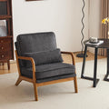 Karl home Mid-Century Modern Accent Chair, Living Room Chairs with Pillow Corduroy Upholstered Lounge Armchair with Solid Wood Frame & Soft Cushion for Bedroom, Reading Room, Dark Gray