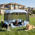 EighteenTek XLarge Popup Portable Dog Houses, 5.3'x4'H Assembly-Free Gazebo-Style Dog Cot Cat Playpen Screen Pet Tent Sun Shade Shelter Dog Bed with Canopy for Outdoor, Anti-Bugs with Leakproof Bottom