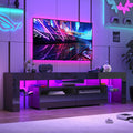 Vinctik 6&Fox 70in LED TV Stand for 75/80/85 inch TV,Modern Black TV Stands for Living Room,High Gloss TV Entertainment Center with 2 Large Storage Drawer,APP RGB Light,TV Console(71in Black)