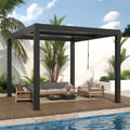 LVUYOYO Outdoor Louvered Pergola 10' x 10', Patio Aluminum Pergola with Adjustable Roof, Metal Gazebo for Backyard, Garden, Deck(Black)