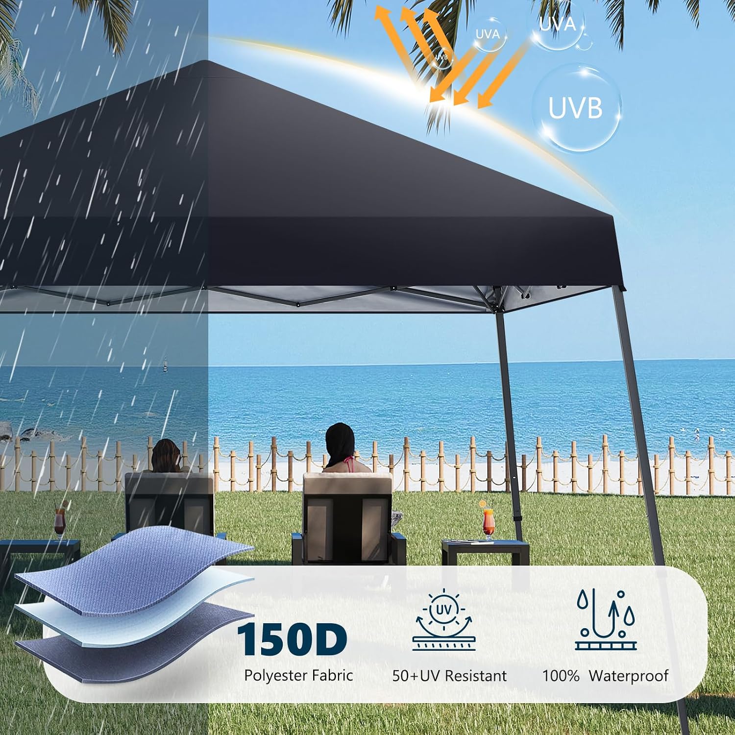 MASTERCANOPY Portable Pop Up Canopy Tent with Large Base (11x11,Black)