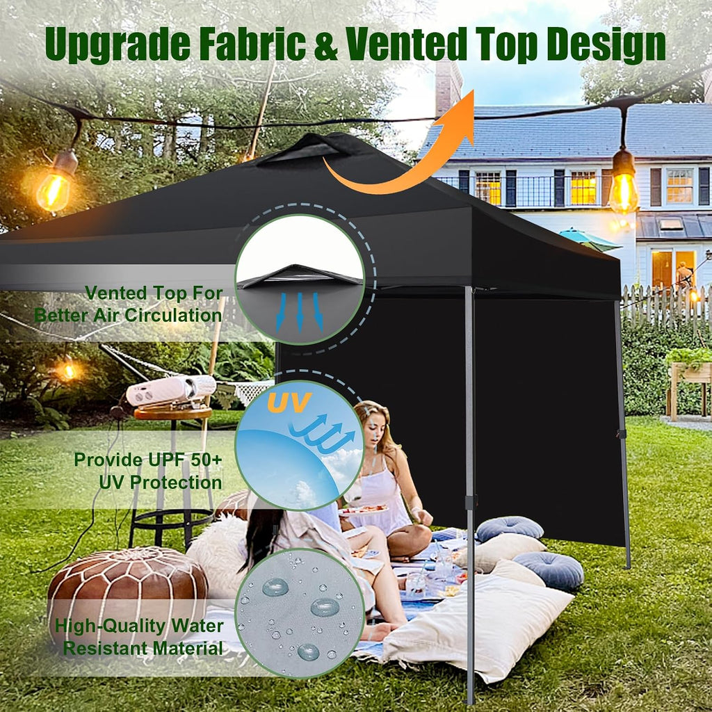 Eurmax USA NOMATTER ONE-Person Open&Close 10x10ft Pop Up Canopy Tent,Portable Shelter for Outdoor Events with 1 Removable Sidewall,Instant Canopies,Temporary Sunshade,Bonus 4 Sand Bags (Forest Green)