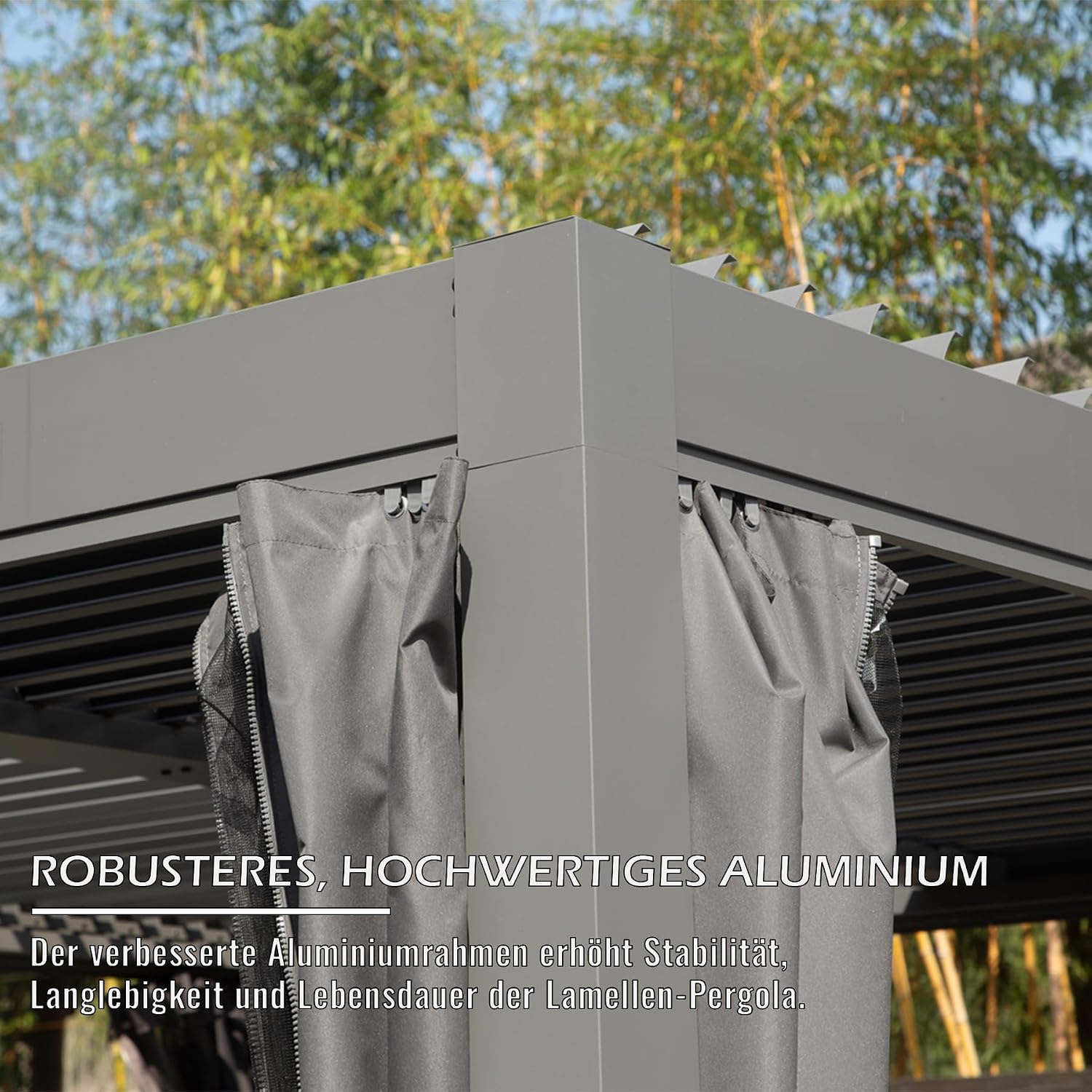 Domi 10'x10' Aluminum Louvered Pergola Outdoor Pergola with Adjustable Roof Sun Shade Gazebo with Gutter System for Backyard Garden Deck (Dark Grey)