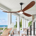 60' Outdoor Ceiling Fans with Lights and Remote Control, 3 Blade Ceiling Fan with Lights High CFM Quiet Wood Walnut Outdoor Fan, Propeller Ceiling Fan for Outdoor/Indoor/Patio,Deep Walnut