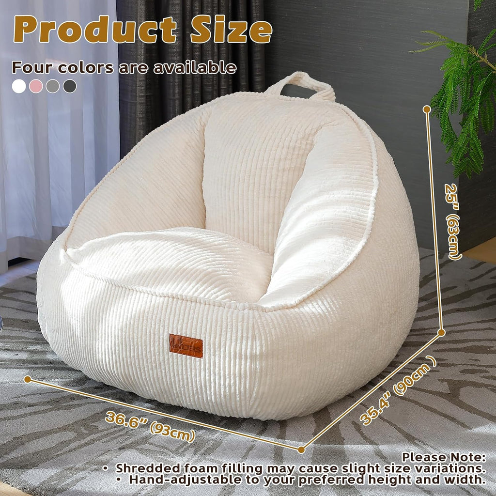 Bean Bag Chair, Cozy Fluffy Beanbag Chairs with Filler for Teens and Kids, Floor Lazy Sofa for Living Room Gaming & Reading (M-Beige)