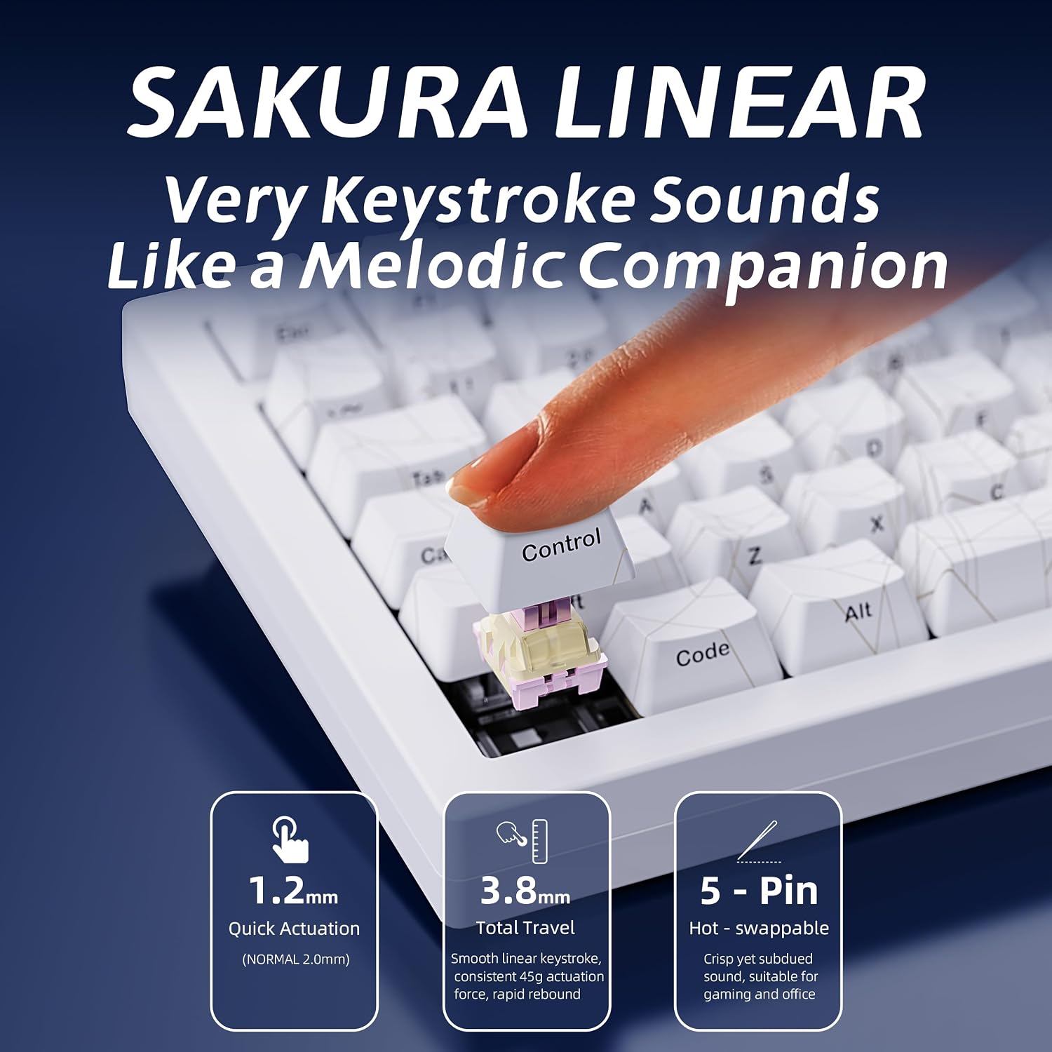 ZORNHER ZH870 Wireless Gaming Mechanical Keyboard,80% White Gaming Keyboard with White Spider Web IMD PC Keycaps,Creamy Sounding Linear Switches,Hot-Swappable,RGB Backlit