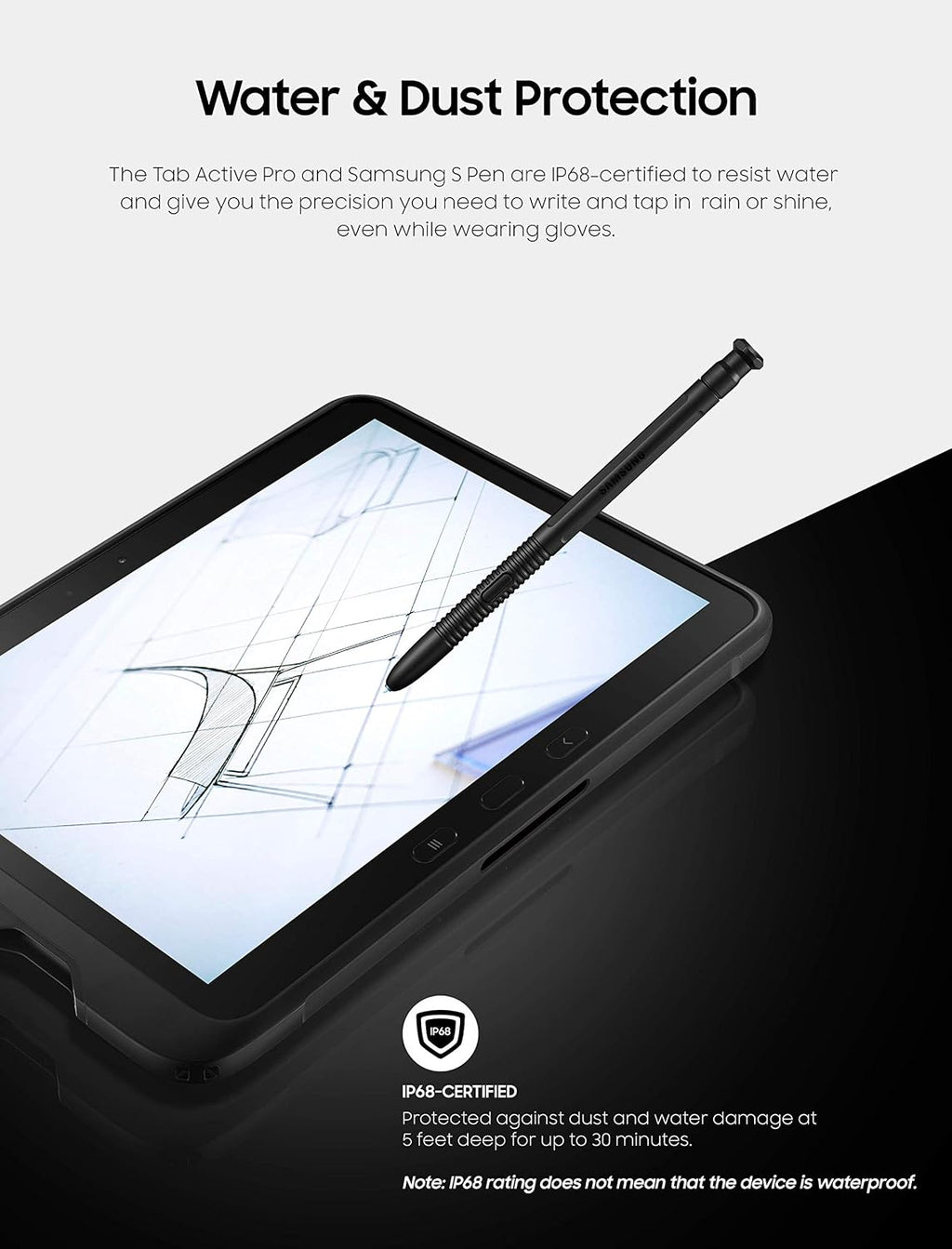 Samsung Galaxy Tab Active PRO 10.1' | 64GB & LTE (UNLOCKED) Water-Resistant Rugged Tablet, Black – SM-T547UZKAXAA (Renewed)