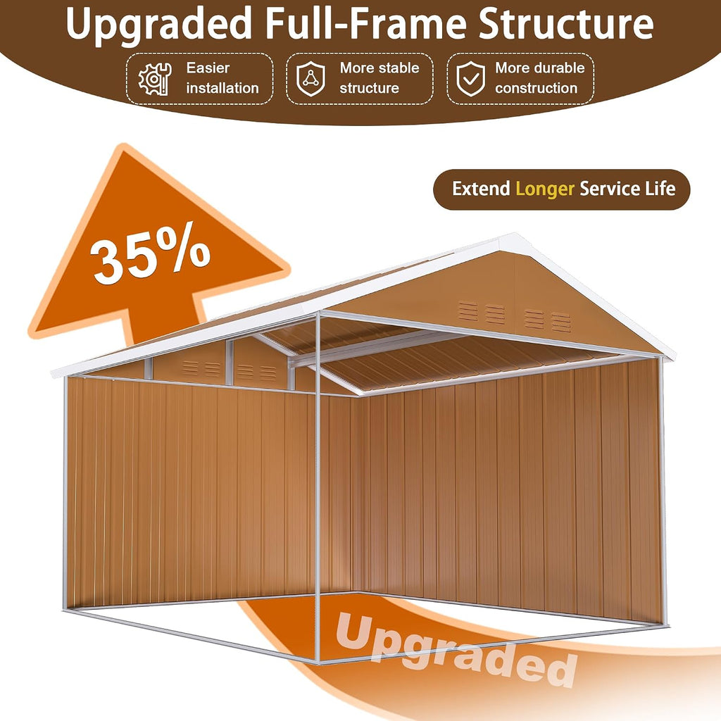 Leavader 8x10 FT Metal Storage Shed, Heavy-Duty Outdoor Matel Tool Shed with Windows, Lockable Door&Ventilation - Weatherproof Outdoor Garden Shed for Backyard, Lawn, Tool Organization