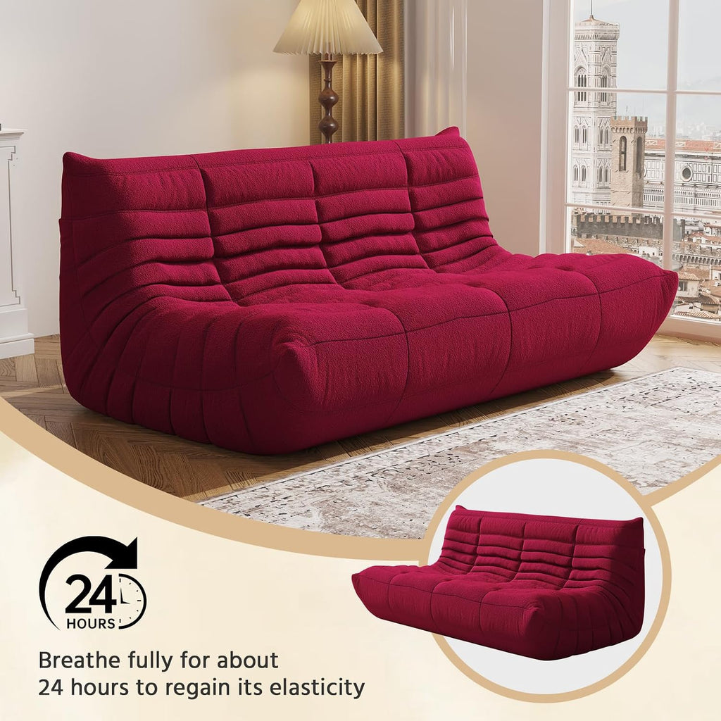 3-Seater Giant Loveseat Boneless Bean Bag Chair for Adults - Teddy Fleece Fireside Accent Chair with Memory Foam, Comfy Lazy Floor Sofa Couch Chaise Lounge for Living Room Bedroom Theater