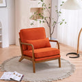Karl home Accent Chair Mid-Century Modern Chair with Pillow Linen Fabric Upholstered Lounge Arm Chair with Solid Wood Frame & Soft Cushion for Living Room, Bedroom, Balcony, Burnt Orange