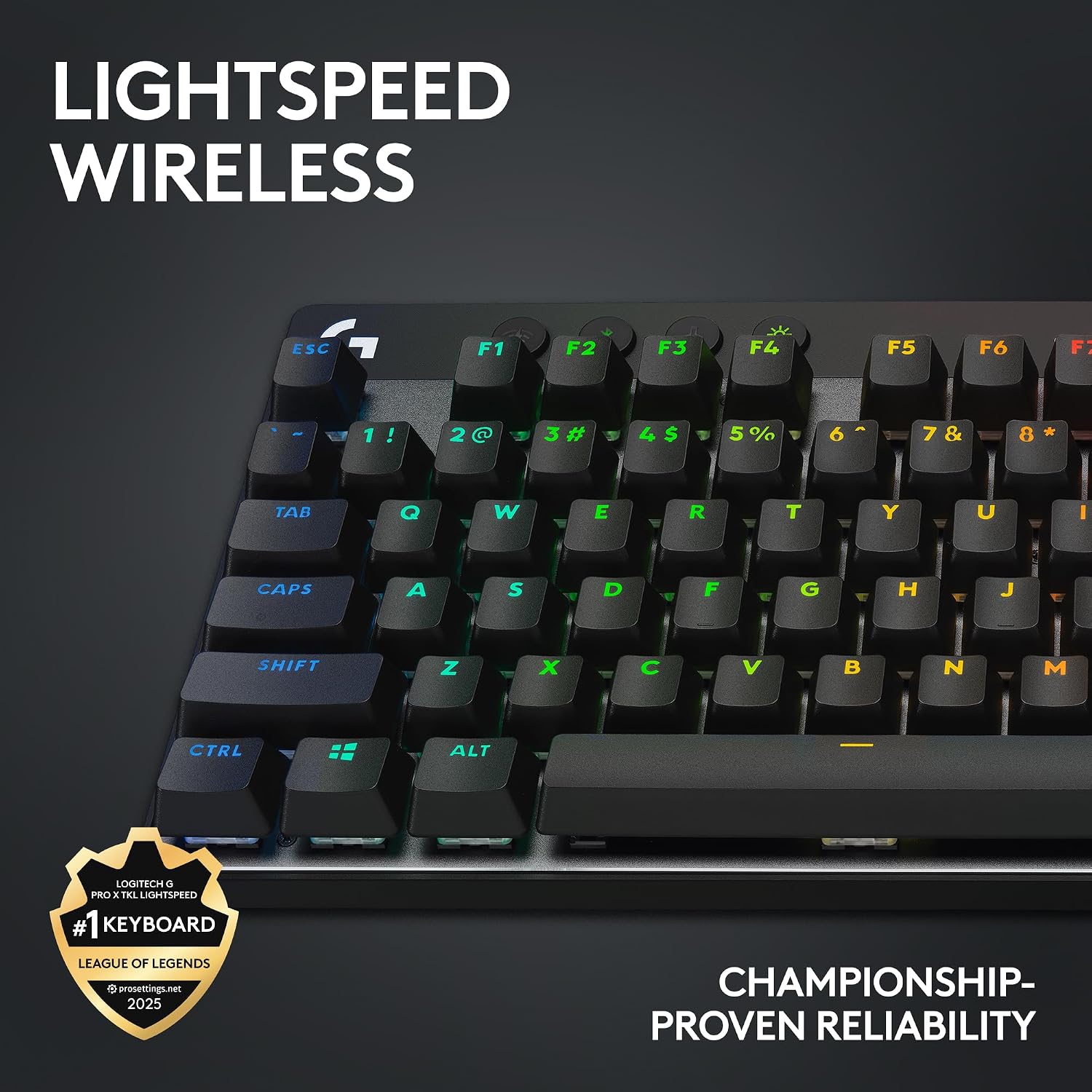 Logitech G PRO X TKL Lightspeed Wireless Gaming Keyboard, Ultra-Portable Tenkeyless Design, LIGHTSYNC RGB, PBT keycaps, Linear Switches (GX Red) - Black