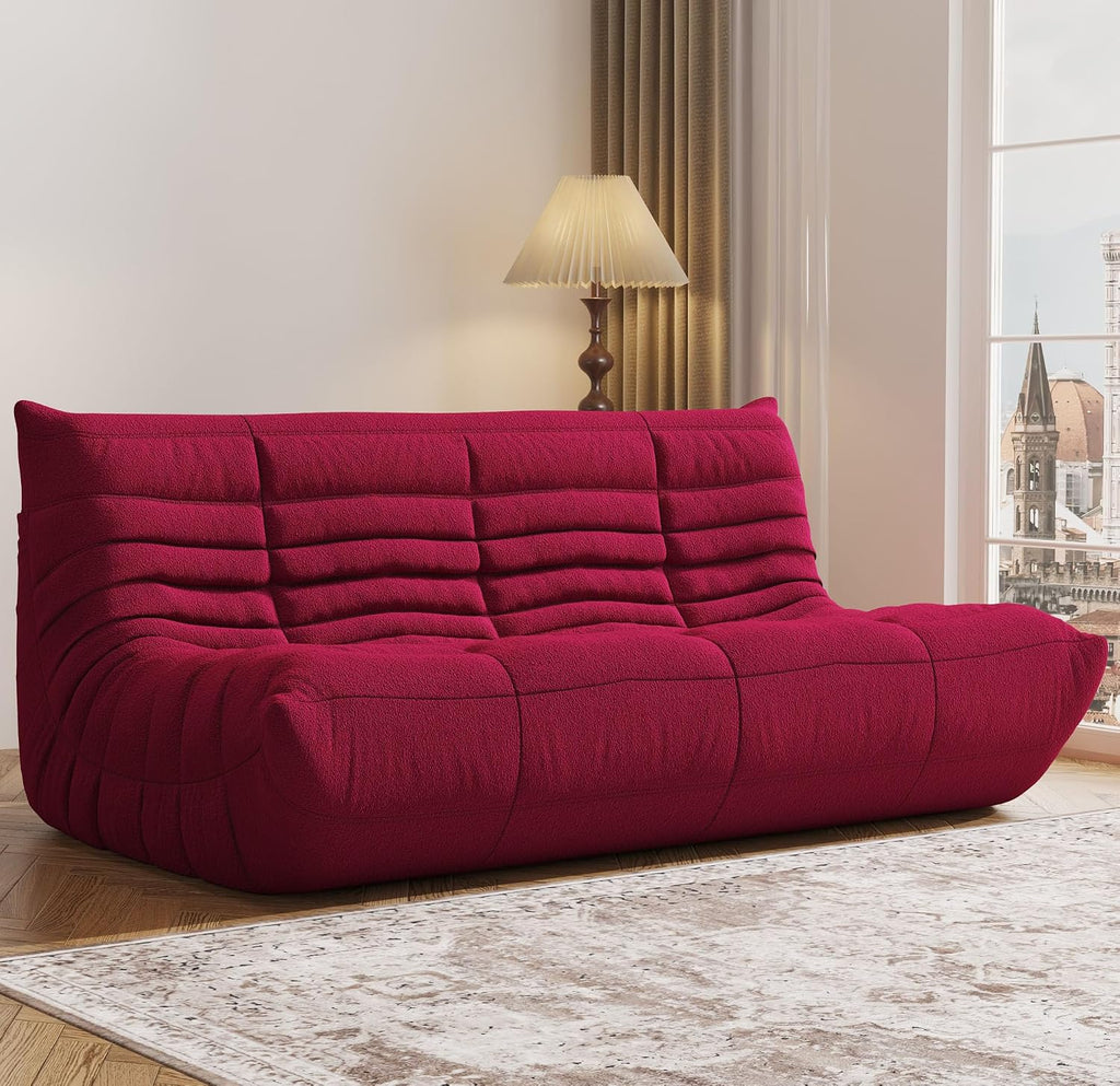 3-Seater Giant Loveseat Boneless Bean Bag Chair for Adults - Teddy Fleece Fireside Accent Chair with Memory Foam, Comfy Lazy Floor Sofa Couch Chaise Lounge for Living Room Bedroom Theater