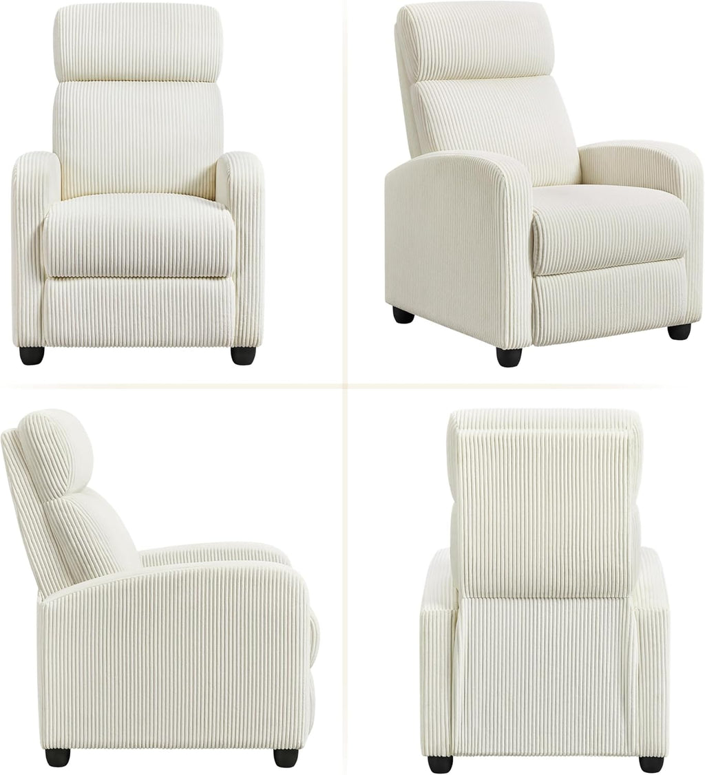 Yaheetech 2-Seat Corduroy Pushback Recliner Chair Living Room Chair with Thick Seat Cushion and Backrest Reclining Chair for Living Room Beige