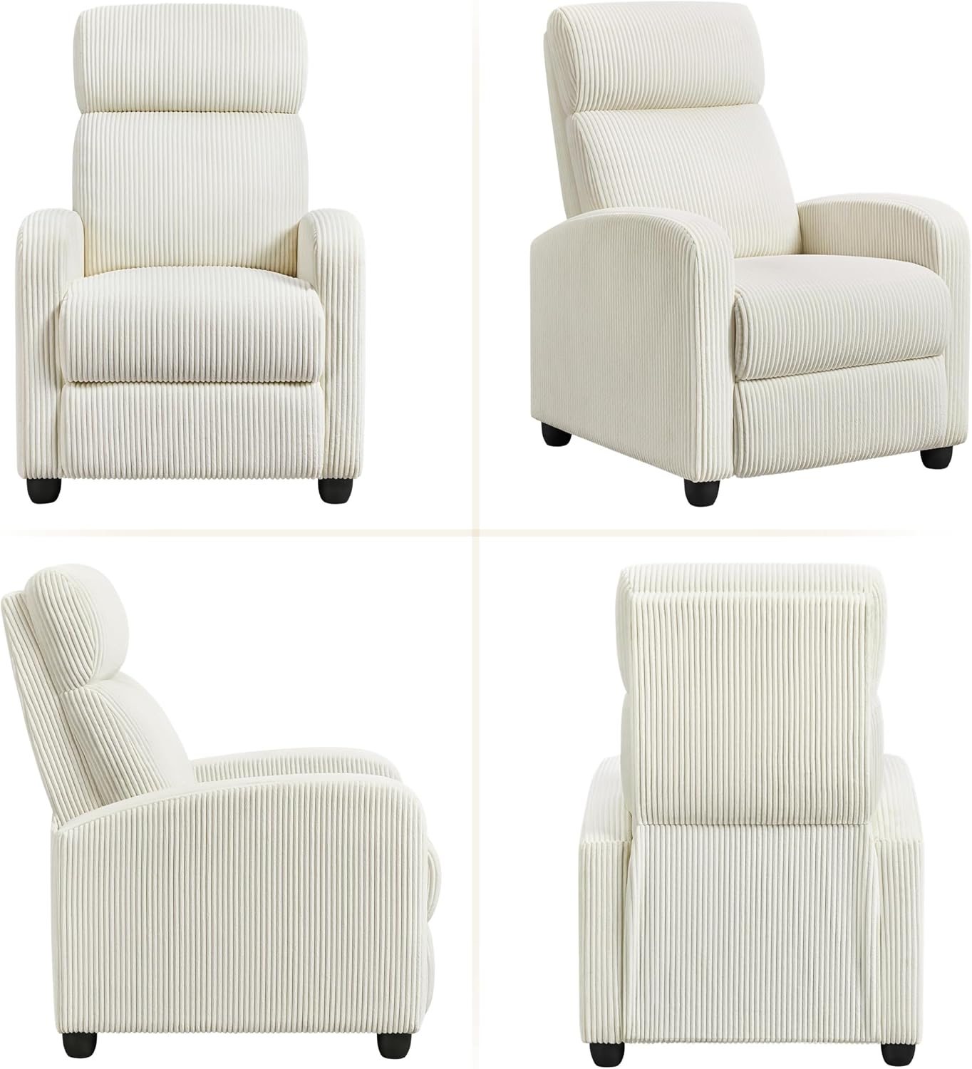 Yaheetech 2-Seat Corduroy Pushback Recliner Chair Living Room Chair with Thick Seat Cushion and Backrest Reclining Chair for Living Room Beige