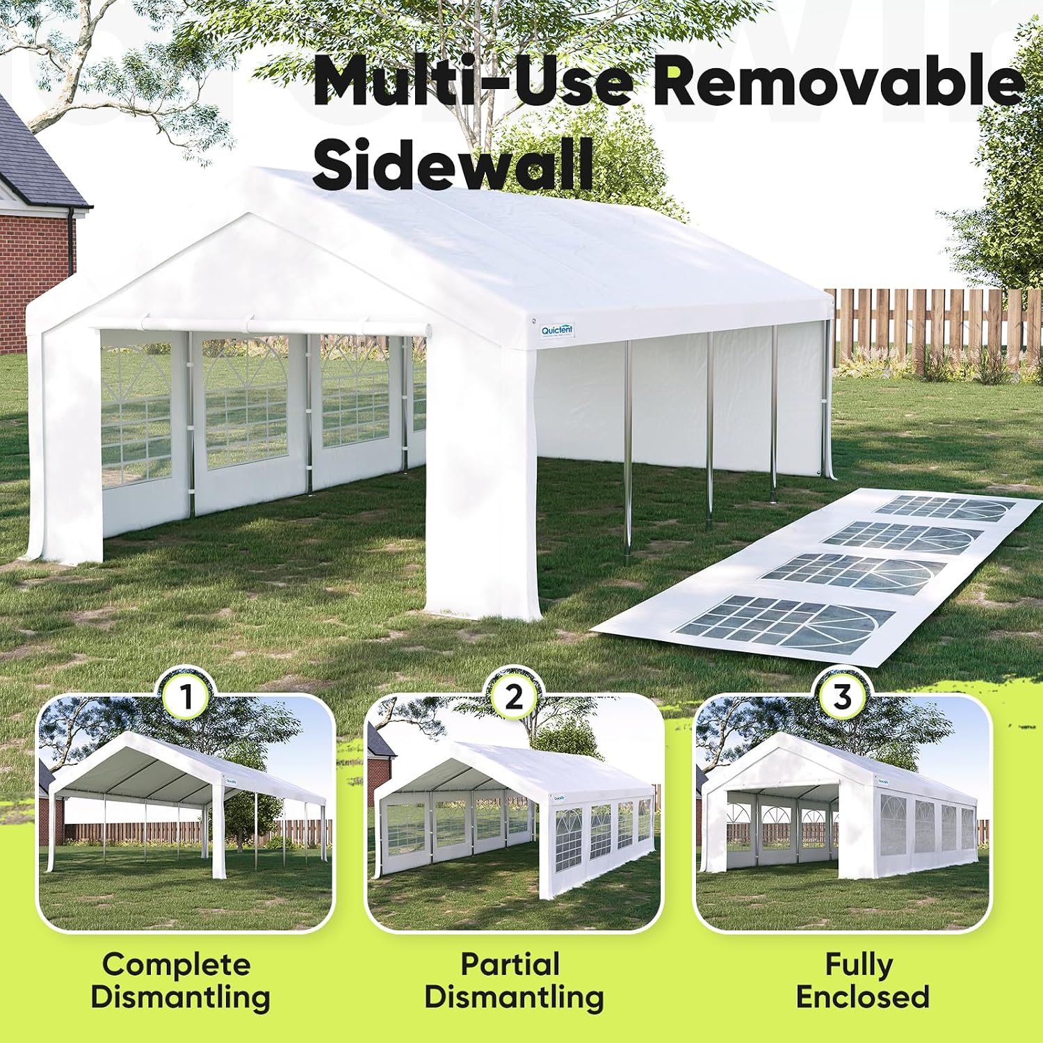 Quictent Premium 10x30 Party Tent Heavy Duty Outdoor Gazebo White Event Shelter Wedding Canopy Tent for Parties Carport BBQ with Removable Sidewall Windows & Storage Bags