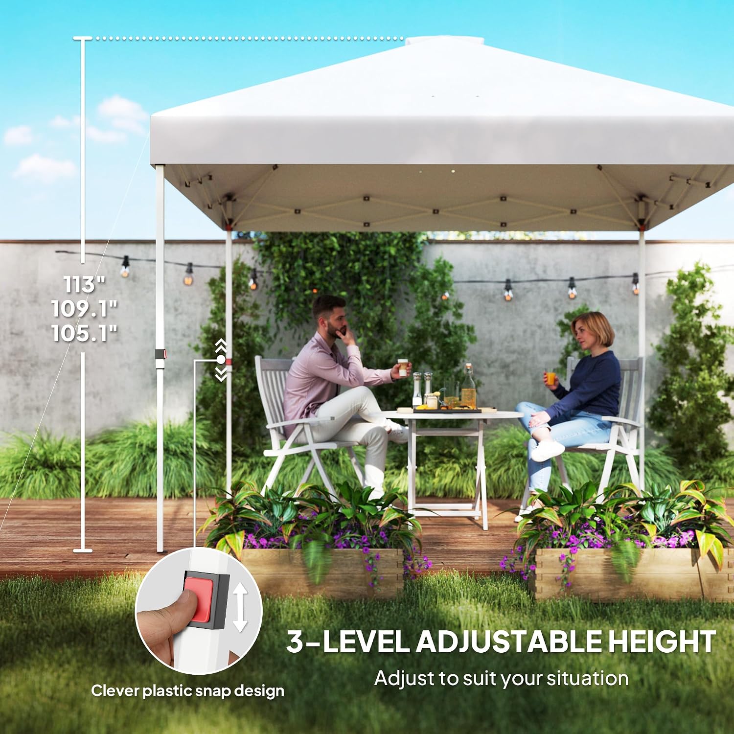 Outsunny 10' x 10' Pop Up Canopy Tent with Sidewall, UPF50+ Instant Sun Shelter with Storage Pockets, Vented Roof for Parties, Height Adjustable, Carry Bag, Sand Bags for Outdoor Patio, White