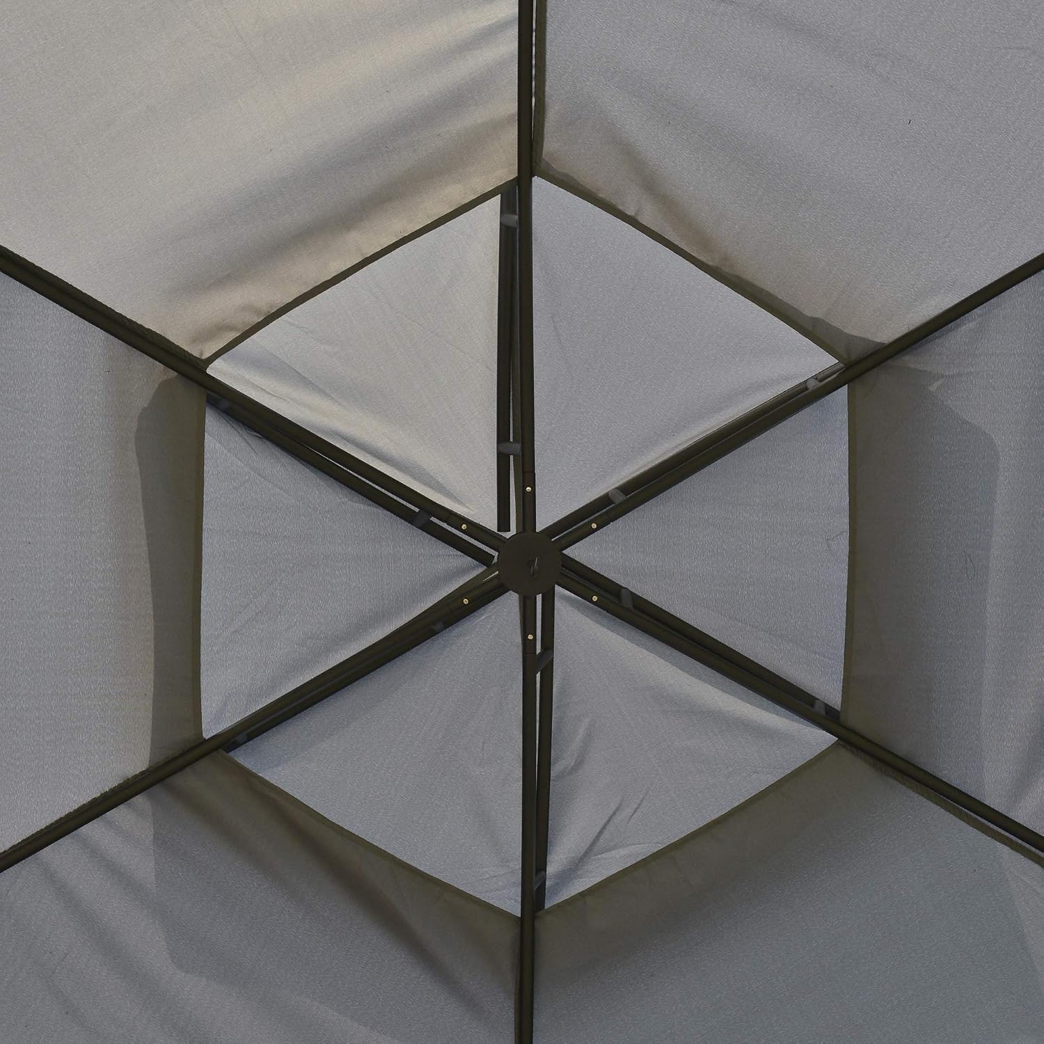 Outsunny 12' x 12' Round Outdoor Gazebo, Patio Dome Gazebo Canopy Shelter with Double Roof, Netting Sidewalls and Curtains, Zippered Doors, Strong Steel Frame, Grey