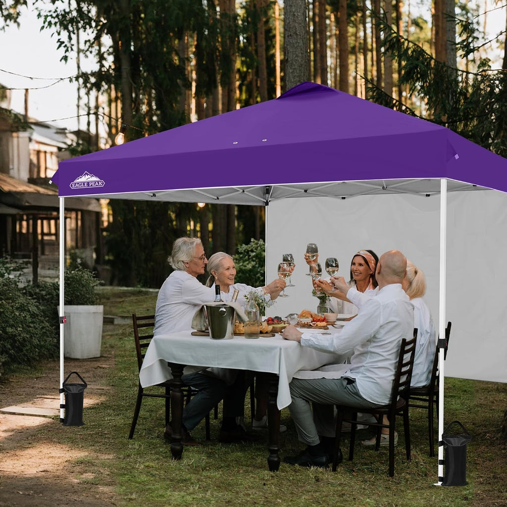 EAGLE PEAK Commercial Canopy 12x12 Pop Up Canopy Tent with 1 Sidewall, Easy Setup Heavy Duty Instant Event Shelter for Vendors & Markets, Outdoor Sun Shade, Purple