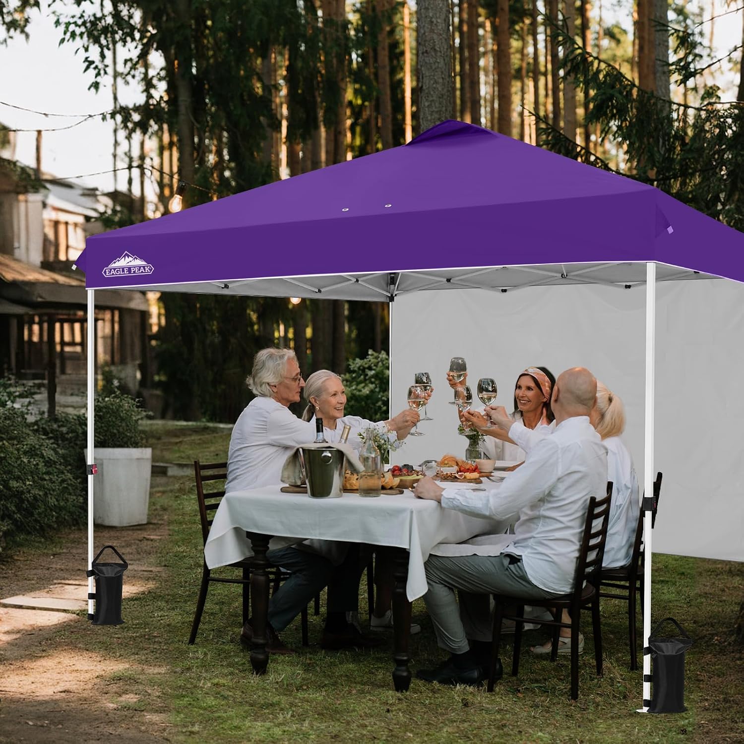 EAGLE PEAK Commercial Canopy 12x12 Pop Up Canopy Tent with 1 Sidewall, Easy Setup Heavy Duty Instant Event Shelter for Vendors & Markets, Outdoor Sun Shade, Purple