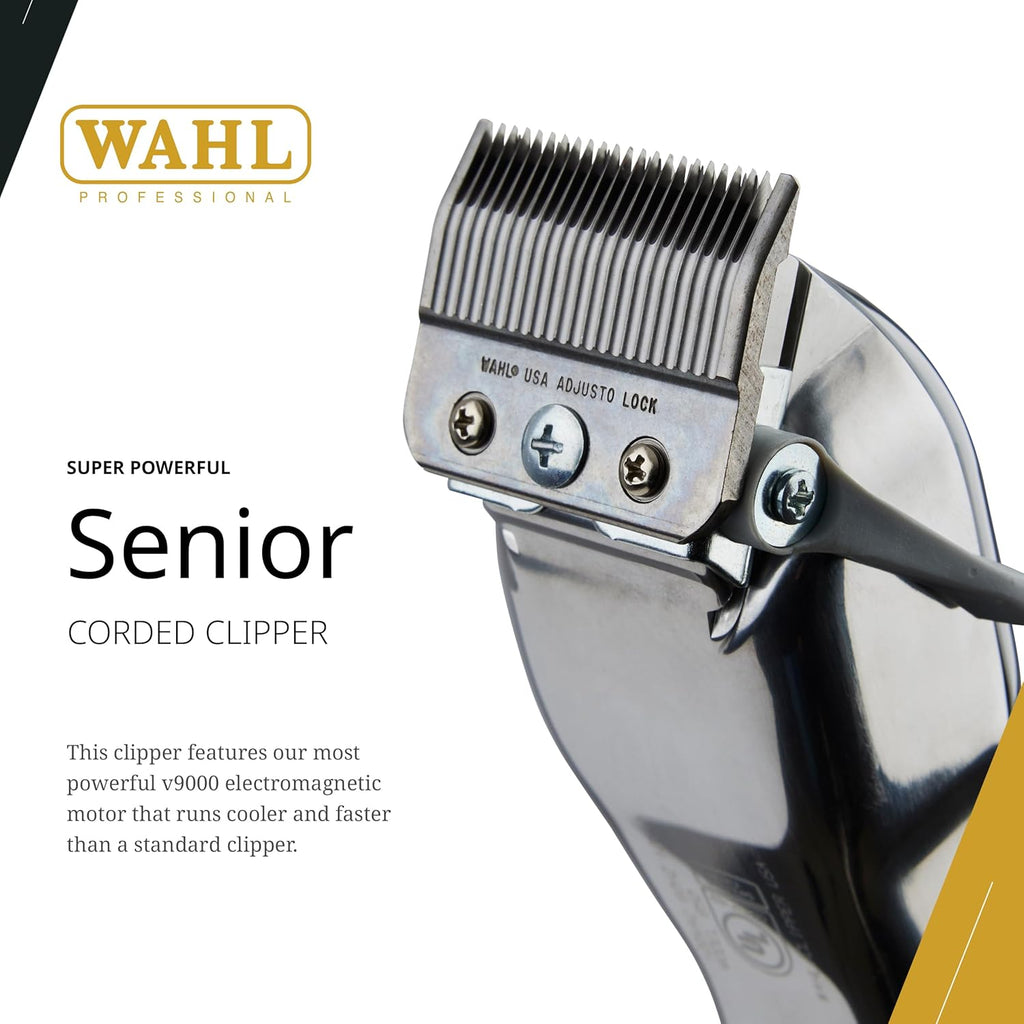 Wahl Professional Senior Clipper, V9000 Motor, Corded Heavy-Duty Design for Tapering, Fading, and Blending