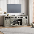 Garvee TV Stand Table for 75 in Television, Media Console Table with Open Storage, Power Outlets, Barn Doors, Entertainment Center with Adjustable Shelves for Home & Office, 66 in Width, Grey
