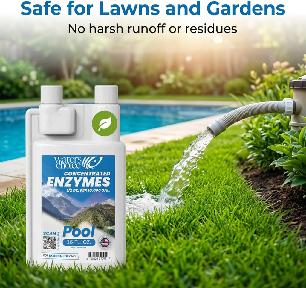 Waters Choice Weekly Pool Enzyme Concentrate - 16 Ounce - Non-Toxic Natural Pool Cleaner for Crystal Clear Water - Effective Pool Clarifier