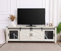 WAMPAT 70' Farmhouse TV Stand with Mesh Doors, Entertainment Center for 75' TV, Adjustable Shelves, 2 Storage Cabinets, Console Table for Living Room, Antique White