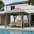 LAUSAINT HOME 10'x10' Outdoor Patio Gazebo with Mosquito Netting, Double Roof Outdoor Gazebo Pavilion Shelter for Backyard, Garden, Lawn, Wedding (Grey)