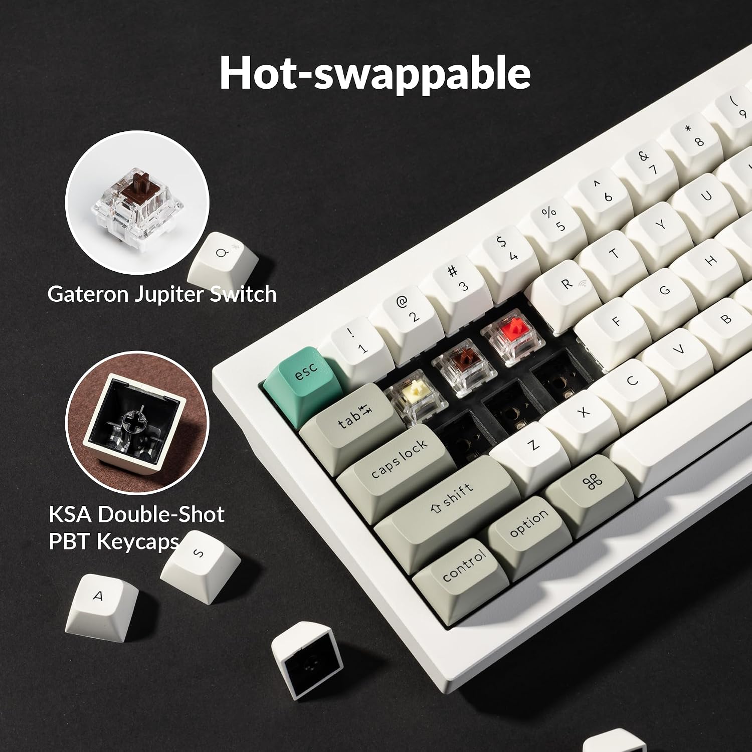 Keychron Q2 Max Wireless Custom Mechanical Gaming Keyboard, QMK/VIA Programmable Knob 2.4 GHz/Bluetooth 5.1/Wired, 65% Compact RGB Hot-Swap with Gateron Brown Switch for Mac Windows Linux - White