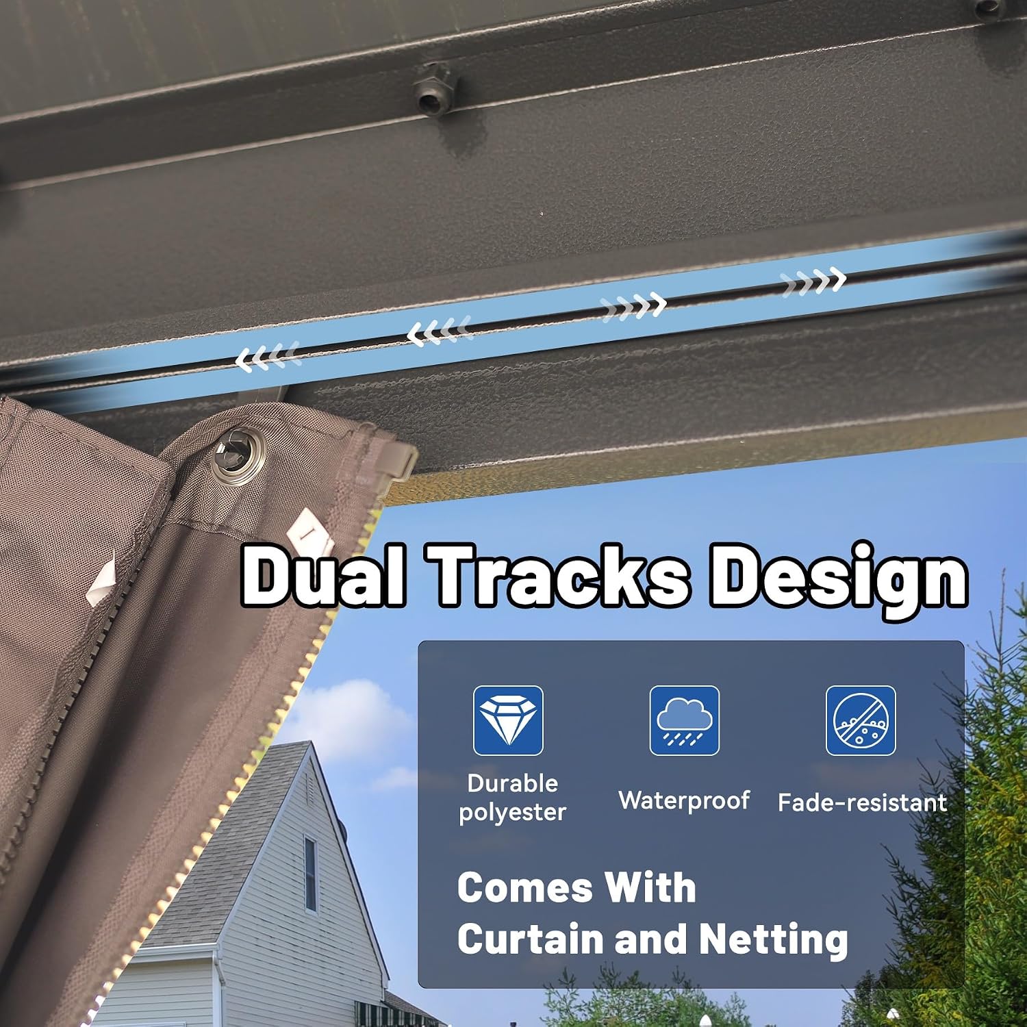 Outdoor Hardtop Gazebo for Patio 10x12FT with Resin-Galvanized Steel Roof, Metal Hard Top Gazebo with Gutters, Heavy Duty Gazebos All Season with Curtains & Netting, for Deck, Backyard, Hot Tub