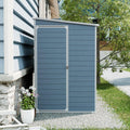 Storage Shed, 4x8ft Outdoor Storage Shed with Floor Included with 2 Windows and Lockable Door, Resin Sheds for House Garden Tools, Bike, Motorcycle, Lawn Mover, Lean to Shed, Grey