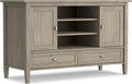 SIMPLIHOME Warm Shaker TV Stand - 47 inch Wide Solid Wood Media Console in Distressed Grey, Transitional Entertainment Center for TVs up to 50 Inches with 2 Cabinets, 2 Drawers, and Cord Management