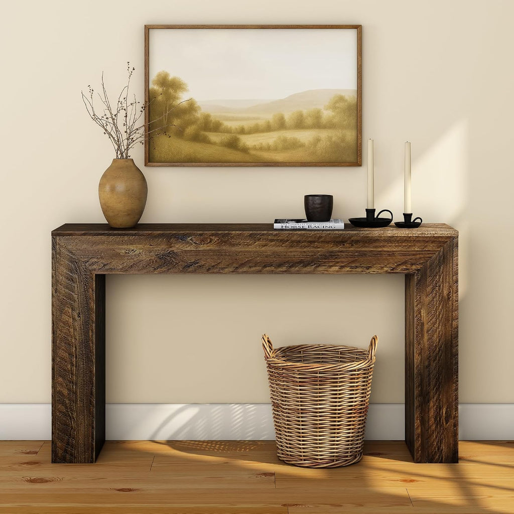 Plank+Beam 56 Inch Camden, Farmhouse Console Table - Solid Pine Wood, Easy Assembly for Living Room or Entryway, Rustic Barnwood