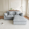 Modular Sectional Sofa Cloud Couch, 82.68' Loveseat Sofa with Chaise Ottoman, Linen Blend Fabric Minimalist Deep Seat Couches for Apartment Small Space, Sofa Covers Washable&Removable, Grey