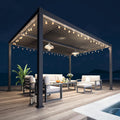 FansaFurn Louvered Pergola 12'x16', Full Aluminum Outdoor Pergola with Adjustable Rainproof and Gutter System, Hardtop Gazebo for Patio, Deck, Garden, Yard, Black