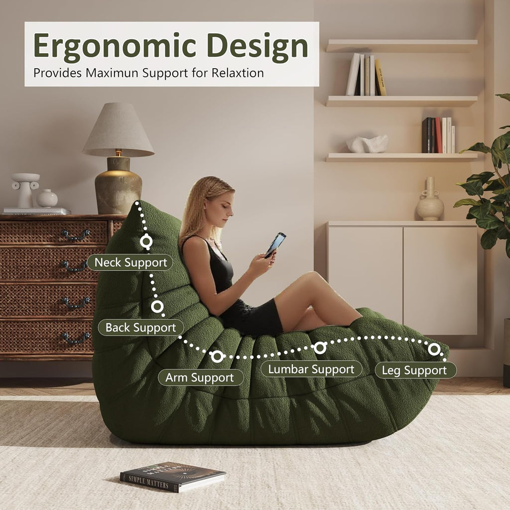Bean Bag Chair for Adults, Comfy Floor Chair Memory Foam Bean Bag Chair, Cozy Lounge Floor Chair for Gaming, Reading & Relaxation, Small Foam Couch for Living Room, Bedroom (Mint Green, Single)