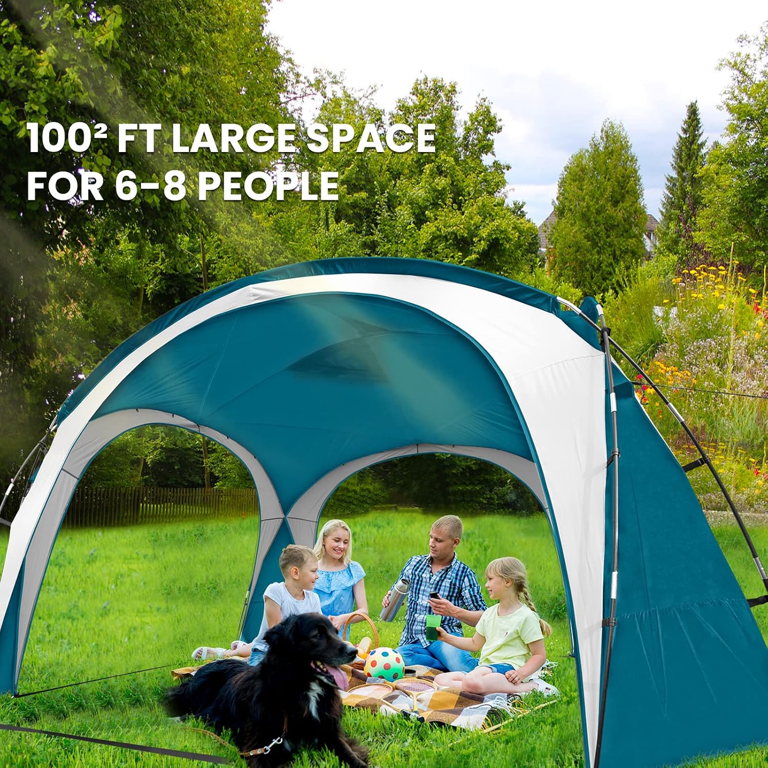 UNICAMPER Beach Tent 12 X 12ft Large UPF50+ Pop Up Canopy with 2-Pcs Side Wall