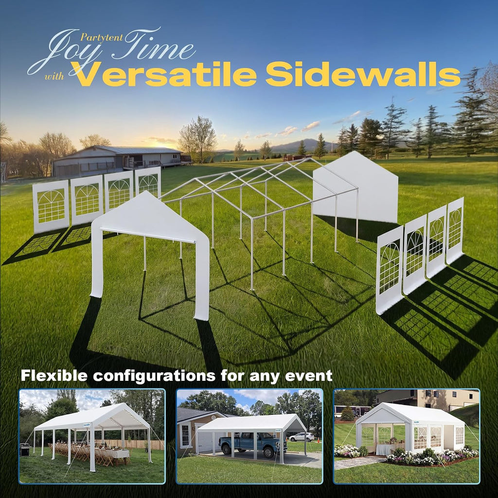 Quictent 13x26ft Party Tent Heavy Duty Outdoor Gazebo White Party Wedding Tent Canopy Shelter Carport with 4 Carry Bags