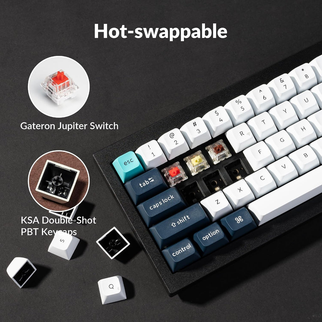 Keychron Q2 Max Wireless Custom Mechanical Gaming Keyboard, QMK/VIA Programmable Knob 2.4 GHz/Bluetooth 5.1/Wired, 65% Compact RGB Hot-Swap with Gateron Red Switch for Mac Windows Linux - Black