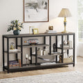Tribesigns Console Sofa Table, 70.9 inch Extra Long Console Table Behind Couch with Storage Shelves, 3-Tier Modern Narrow Entryway Hallway Accent Table for Living Room, Grey