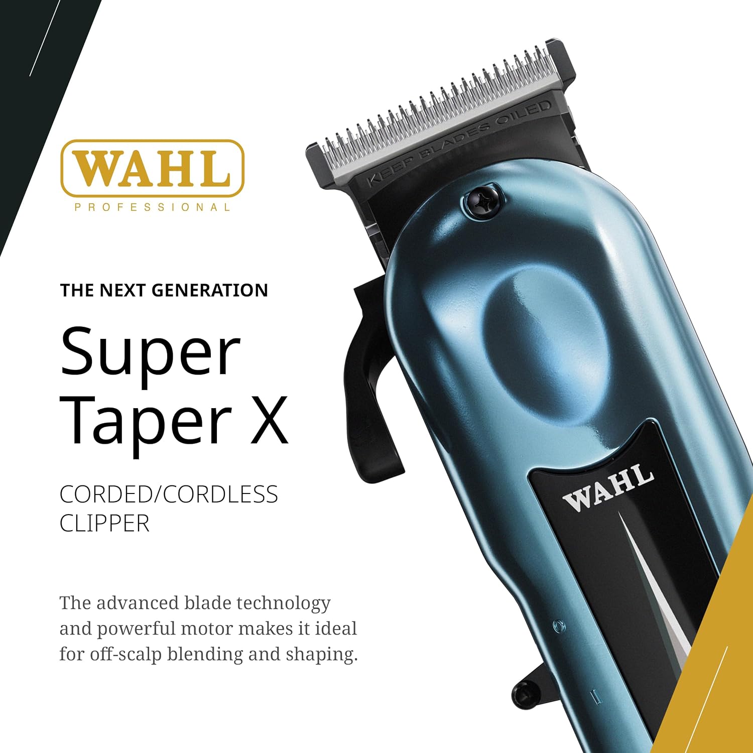 Wahl Professional Super Taper X Cordless Clipper, Stagger-Tooth Blade, Powerful Rotary Motor Grooming Tool, 100-Minute Runtime
