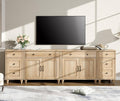 WAMPAT Farmhouse TV Stand for 100 Inch TV, 4-in-1 TV Console Table for 75/80/85/90 Inch TV, Entertainment Center with Charging Station, Kitchen Sideboard Buffet Cabinet for Dining Room, Oak